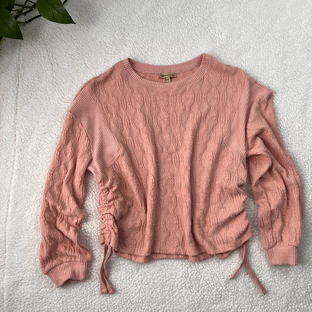 Democracy Blush Cable Knit Sweater with Side Ties